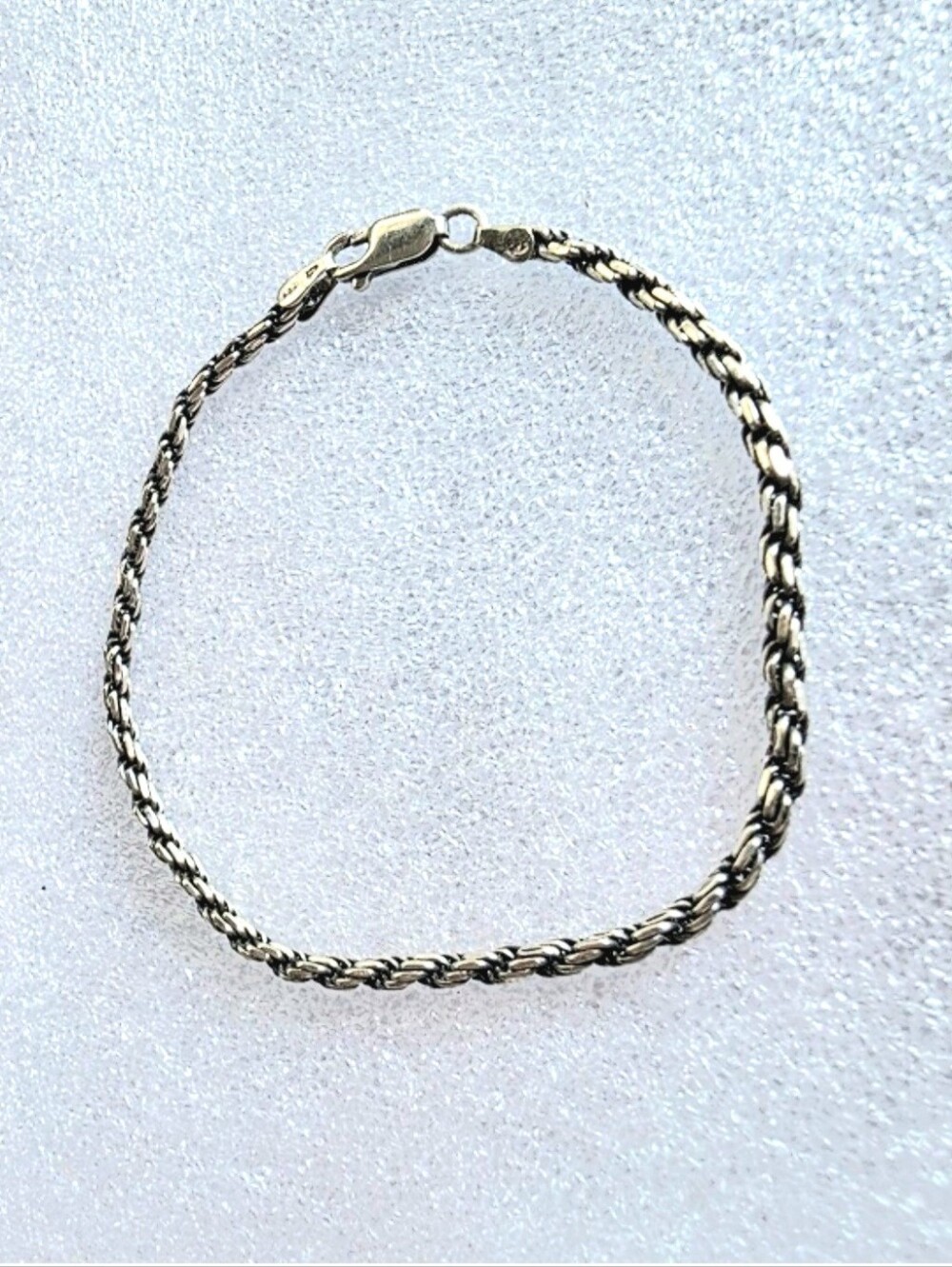 Vintage Italian 925 Sterling Silver 8" Rope Chain Bracelet Oxidized Twisted Link